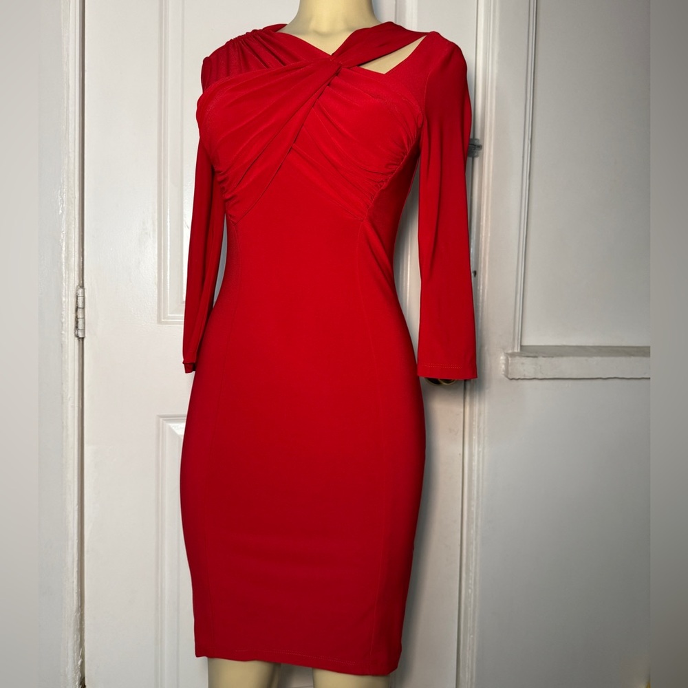 Allen Schwartz Privé Dress Knee Length 3/4 Sleeve Red